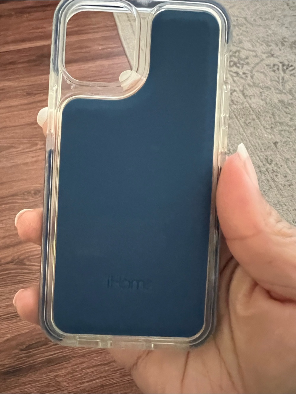 iPhone Compatible Navy Blue Protective Phone Case - Clear Bumper 12 mini